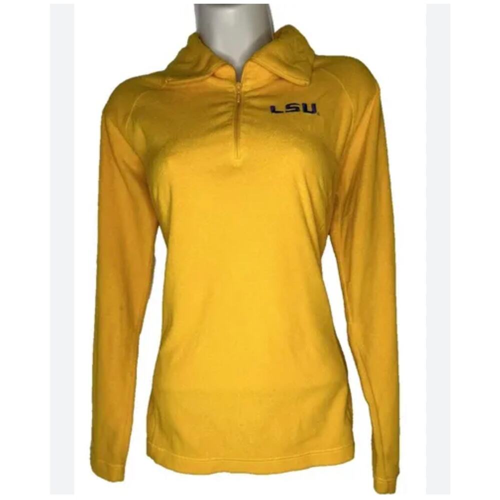 COLUMBIA l/sleeve 3/4 zip fleece in yellow gold and purple, $18, Size M, B53